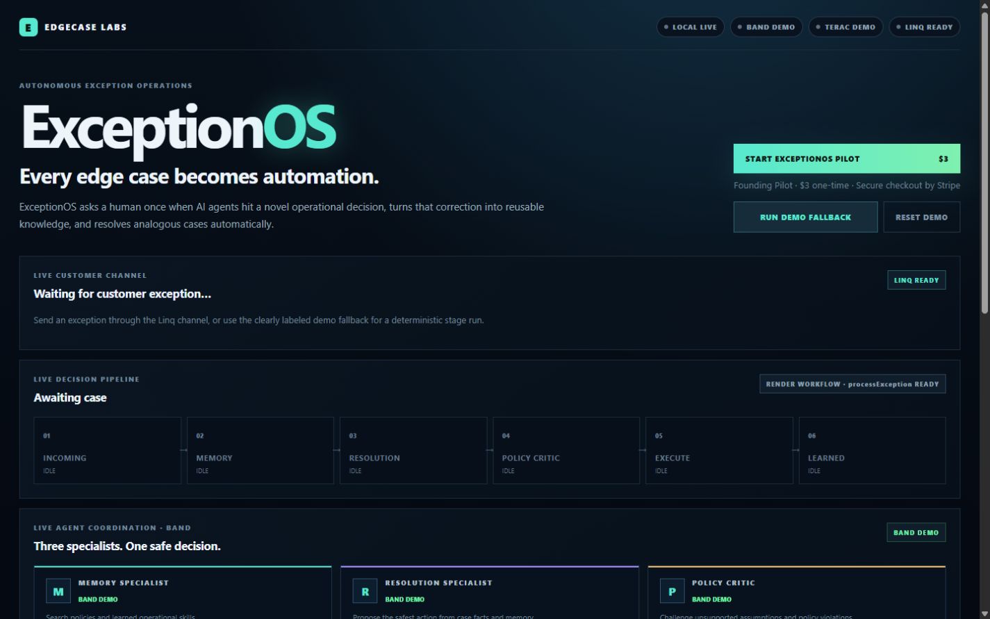 ExceptionOS live operations dashboard